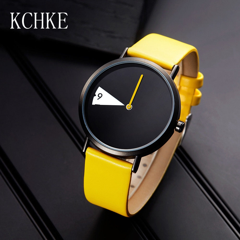 Ladies Fashion Watch Yellow Leather Rotary Watch Female Clock